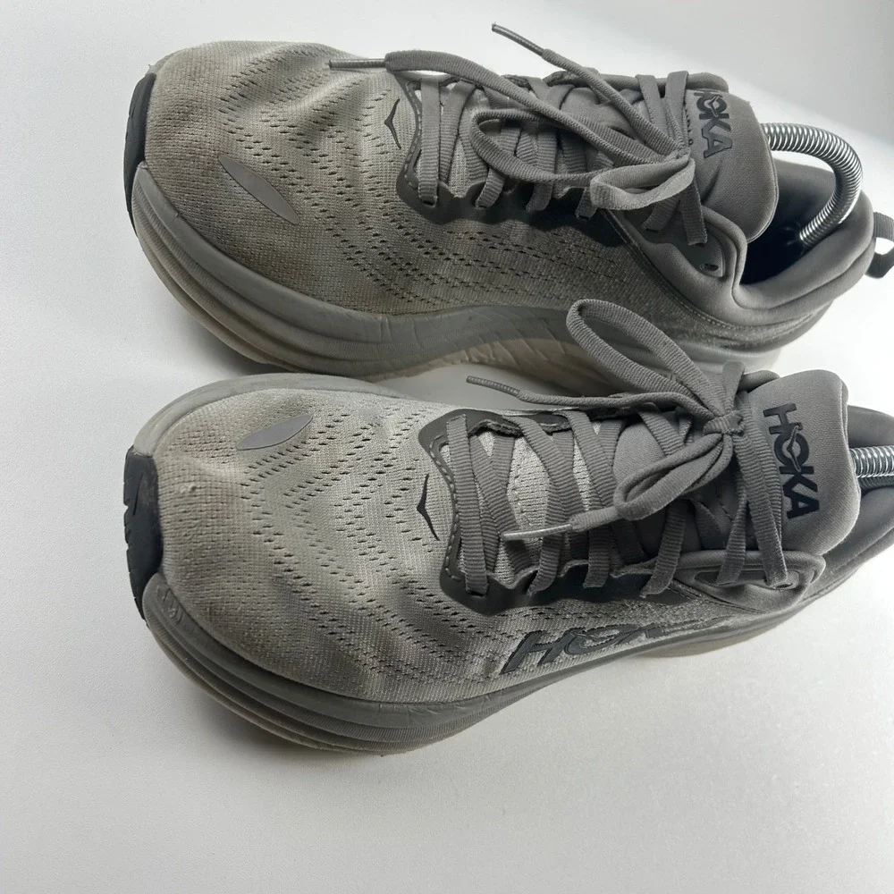 Hoka Mens 9 Bondi 8 Mens Running Athletic Outdoor Shoes Grey Harbor Mist Wide 4E